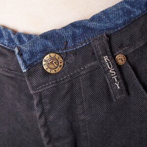 1990s Deadstock Rusty Black Jeans With Blue Trim
